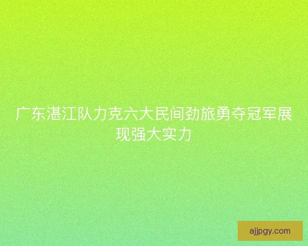 广东湛江队力克六大民间劲旅勇夺冠军展现强大实力